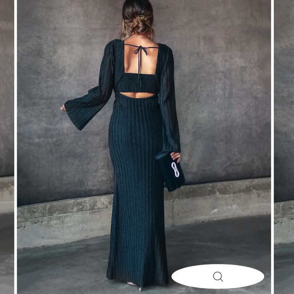 SHIMMER CUTOUT BACK MAXI DRESS - BLACK NWT - Picture 4 of 4